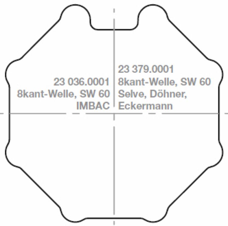 elero Adapterset für RevoLine M Profilrohre 8-kant, SW 60 mm #233790001