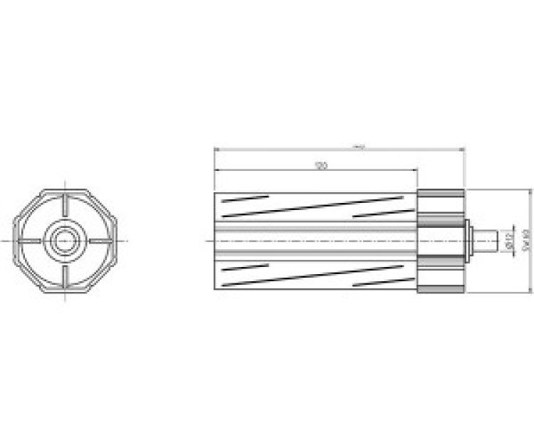 Rademacher Walzenkapsel für SW60, Achsstift ø 12 mm Einstecklänge 120 mm Typ 4030 #96000014