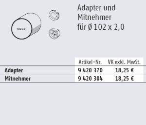Somfy ➤ Adapter und Mitnehmer für Rundrohr 102 x 2 mm Baureihe 60 #9420370 #9420304✅ online kaufen!