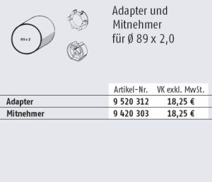 Somfy ➤ Adapter und Mitnehmer für Rundrohr 89 x 2 mm Baureihe 60 #9520312 #9420303✅ online kaufen!