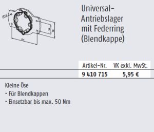 Somfy ➤ Universal-Antriebslager mit Federring Blendkappe für Baureihe 50/60 #9410715✅ online kaufen!